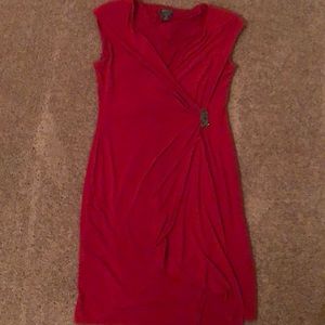 Red faux wrap dress